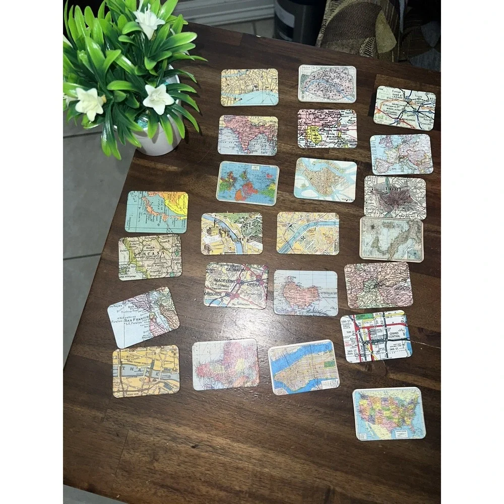 Magnet Set‎ Vintage Maps 23 Fridge Magnet by Cavallini & Co. 2005 Original Box